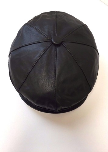 Leather flat cap genuine - flat, 100%